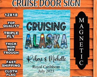 Alaska Cruise Sign, Magnetic Alaska Cruise Flag, Alaska Cruise Banner, Alaska Cruise Souvenir Flag, Stateroom Door Magnetic Flag