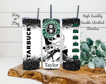 Nightmare Tumbler, Skellington Tumbler, 2 Sizes to Choose From, Top Quality SS Double Walled, Customized, Personalized With Name,