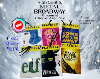 Custom Broadway Ornament, You Choose The Play,  Personalized Broadway Show Ornament, Broadway Musical Ornament, Theater Lover Ornament