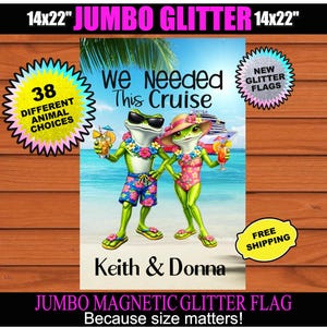 Magnetic Cruise Flag, Couple Cruise Flag, Cruise Door Sign, Cruise Banner, Cabin Door Decor, Choose Your Size, Glitter Or Standard, Cruising