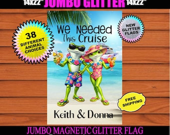 Magnetic Cruise Flag, Couple Cruise Flag, Cruise Door Sign, Cruise Banner, Cabin Door Decor, Choose Your Size, Glitter Or Standard, Cruising