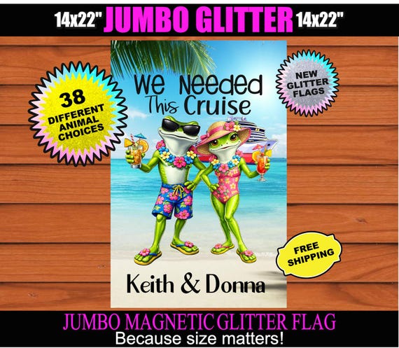 Magnetic Cruise Flag, Couple Cruise Flag, Cruise Door Sign, Cruise Banner, Cabin Door Decor, Choose Your Size, Glitter Or Standard, Cruising