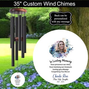 Custom Memorial Wind Chimes, Personalized Wind Chimes With Your Loved Ones Picture,  Memorial Gift, Remembrance Gift, Bereavement Gift