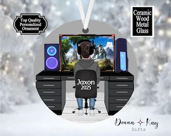 Adorno de jugador, adorno de jugador personalizado, recuerdo de jugador, regalo para jugador, adorno de videojuego, regalo de Navidad para jugador, jugador en línea