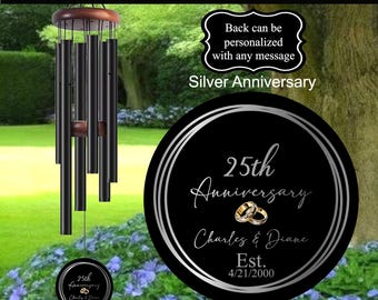 Custom Anniversary Wind Chimes, Couple Gift, Personalized Wind Chimes, Fabulous Quality Sounding Wind Chimes, Silver Anniversary Gift