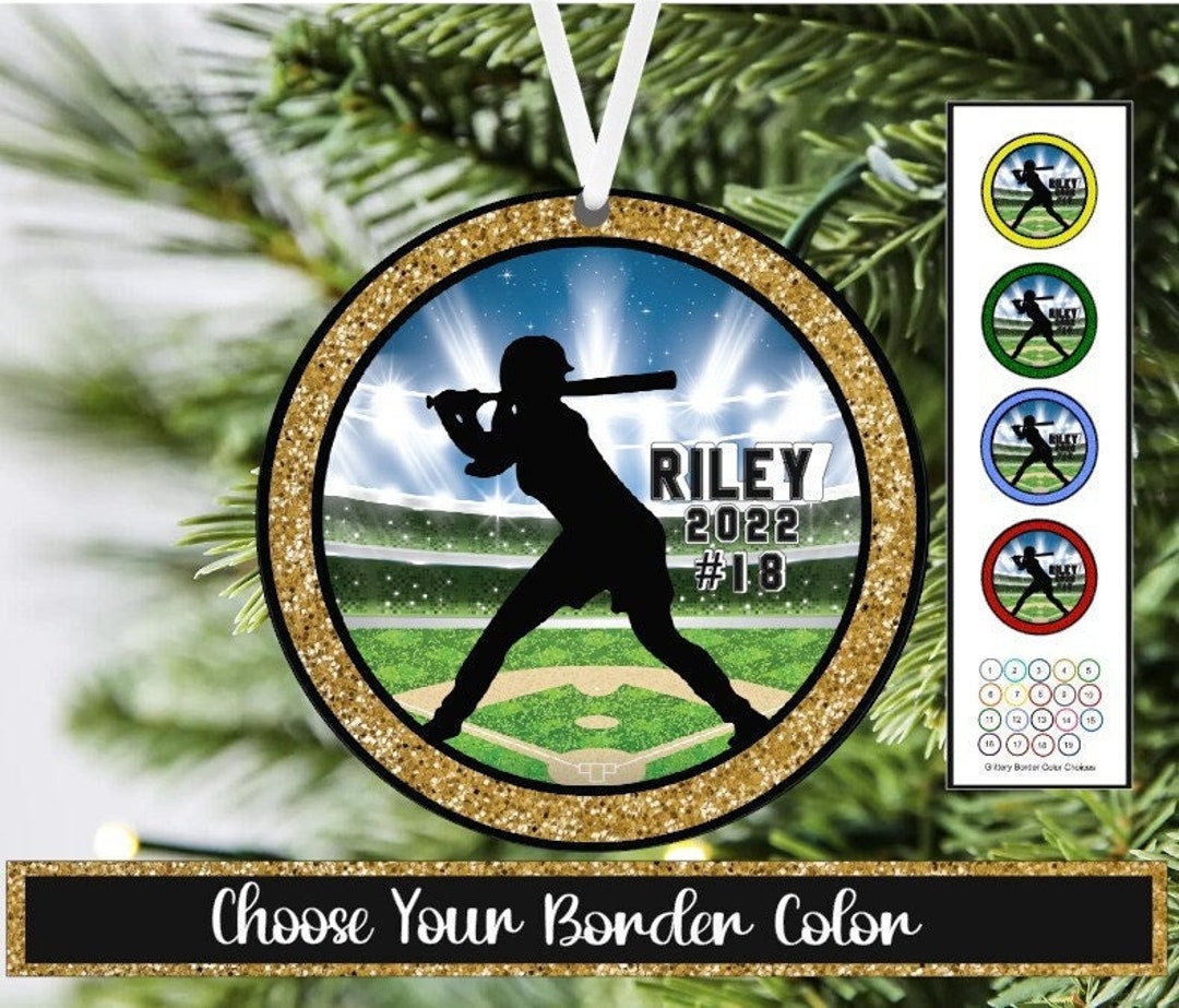 Softball Customized Ornament, Choose Your Team Color Border, Softball