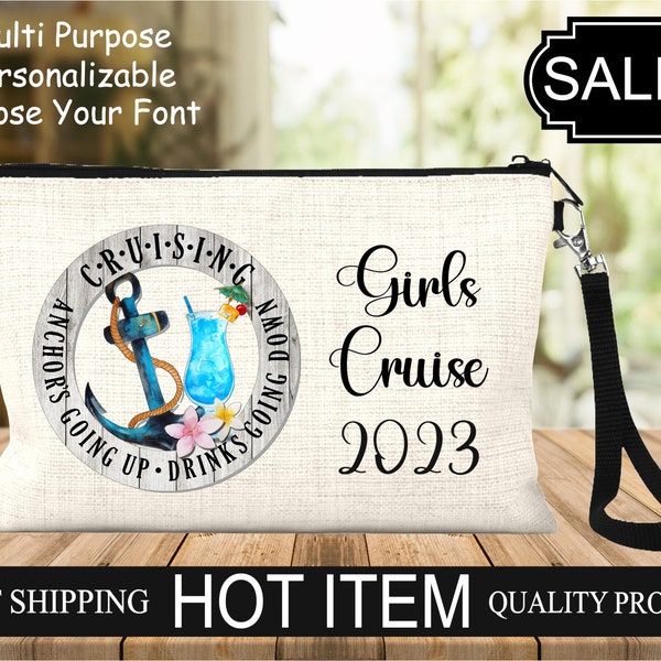 Personalized Cruise Bag, Fun personalized Custom Bag, Personalized Gift, Personalized Cosmetic Carry Case, Wristlet