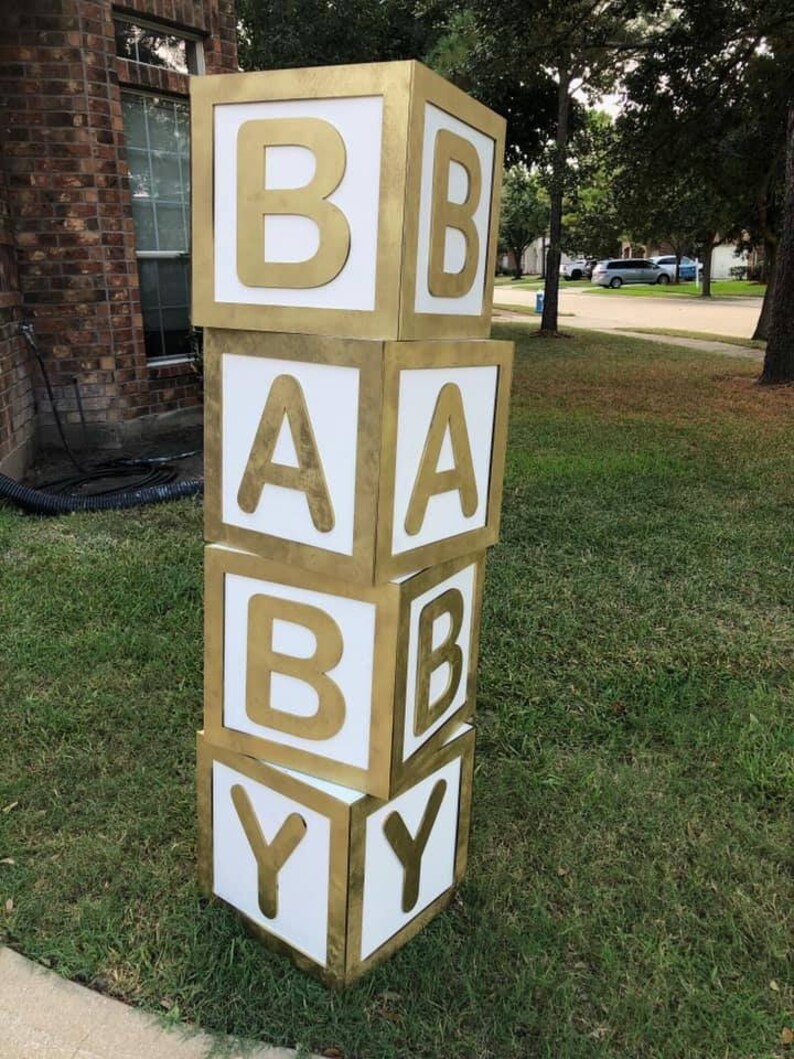 Baby Shower Block Letters Large Wood Alphabet Blocks Etsy