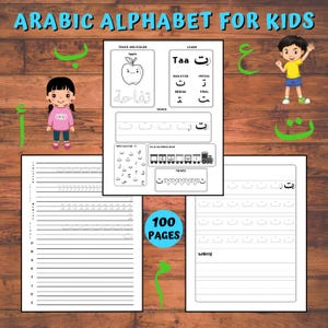 Arabic Alphabet Worksheets for Kids: Learning and Tracing Letters, First Words & Numbers with Creative Games for Beginners