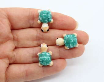 13x19MM Murano Turtle Glass Beads, Pretty Turtle Charms, Handmade Beads, Lampwork Beads, Handblown Glass Beads, DIY Bracelet, MRN065
