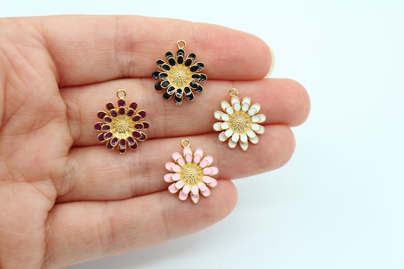 15x17MM 24K Glanzend Vergoldete Gansel Charms Gansel Charm Blumen Charms Emaille Gansel Charm Halskette Charm GLD210 Etsy