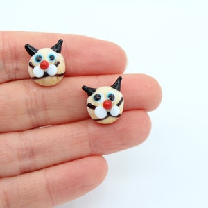 12x14MM Black Cat Murano Glass Beads, Handmade, Lampwork Black Cat, Lampwork Beads, Handblown Beads, DIY Necklace, Cat Lover Jewelry, MRN084
