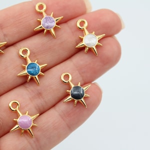 14X17MM 24K Brillante Chapado en Oro Pole Star Charms, Polar Star Charms, North Star Necklace Charms, Enameled Pole Star Pendant, GLD025
