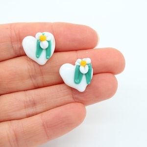 15x15MM Murano Heart Glass Beads, Handmade Heart Charm, Lampwork Beads, Handblown Beads, DIY Glass Heart Bracelet, MRN073
