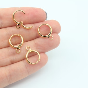 12X15MM 24K Shiny Gold Plated Earring Leverback, Earring Loops, Plain Leverback Findings, Hoops With Loop, Ear Wire, Gold Earrings, FND036