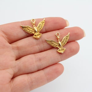 20X24MM 24K Shiny Gold Plated Phoenix Pendant, Gold Plated Fire Bird Charm, Phoenix Bird Charms, GLD-054