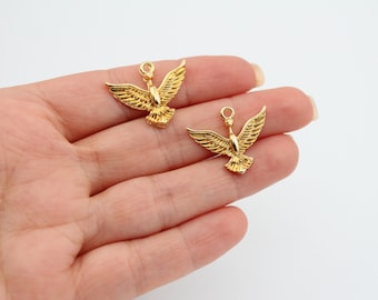 20X24MM 24K Shiny Gold Plated Phoenix Pendant, Gold Plated Fire Bird Charm, Phoenix Bird Charms, GLD-054