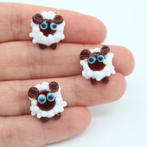 14x15MM Murano Lamb Glass Beads, Handmade Pretty Lamb, Lampwork Beads, Handblown Beads, DIY Bracelet, DIY Necklace, Murano Sheep, MRN052