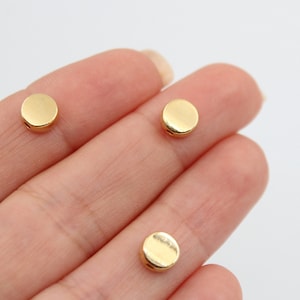 5Pcs 8X9MM 24K Shiny Gold Plated Round Connector Beads, Tiny Round Charm, Bracelet Connector, Gold Plated Jewelry Supplies, GLD080