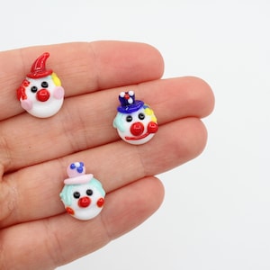 12X15MM Clown Murano Glass Beads, Handmade Clown Charm, Lampwork Clown Beads, Handblown Beads, DIY Necklace, MRN103