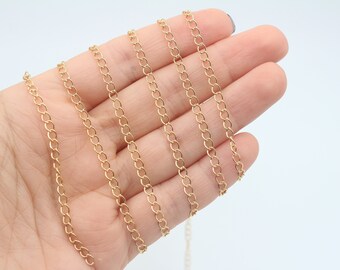 4X5MM 24K Shiny Gold Plated Chain, Gold Plated Extender Chains, Necklace Extender, Gold Plated Chains, Curb Chains, Jewelry Findings, CHN013