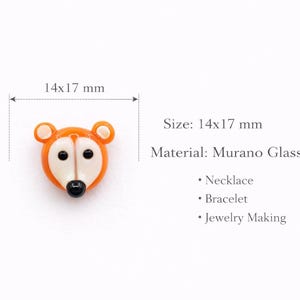 Orange Murano Fox Glass Beads, Handmade Charms (14x17MM) image 3