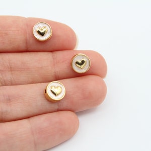 24K Gold Plated Heart Connector Beads, Enamel Jewelry Findings image 7