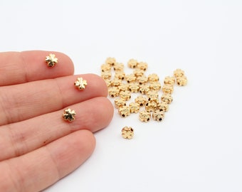 5MM 24K Shiny Gold Plated Clover Connector Beads, Clover