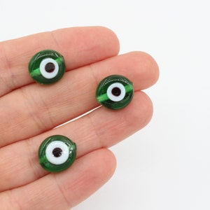 15MM Evil Eye Murano Glass Beads, Handmade Evil Eye Charm, Lampwork Evil Eye Beads, Handblown Beads, DIY Necklace, MRN102