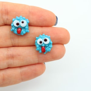 13x14MM Murano Cookie Monster Glass Beads, Handmade Cookie Monster Beads, Lampwork Bead, Handblown Glass Beads, DIY Bracelet, MRN099