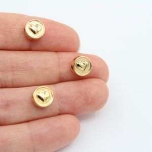 24K Gold Plated Heart Connector Beads, Enamel Jewelry Findings image 5