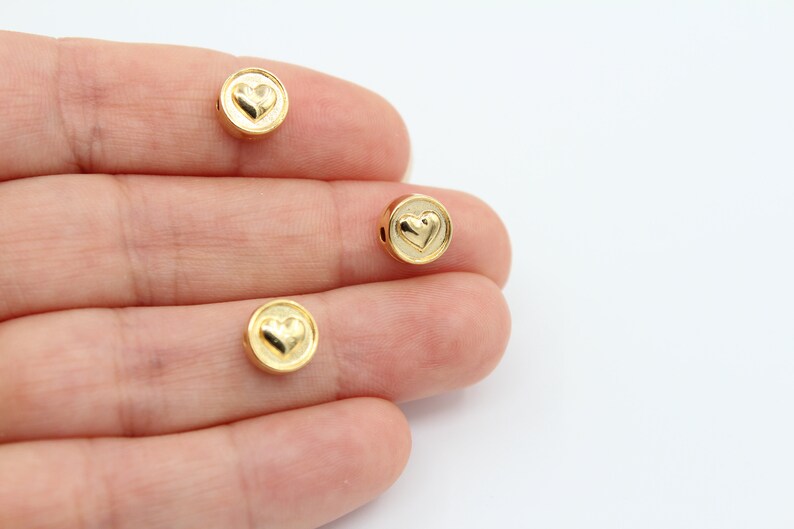 24K Gold Plated Heart Connector Beads, Enamel Jewelry Findings image 5