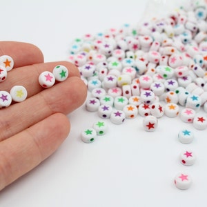 7MM Acrylic Star Beads, Acrylic Flat Round Star Beads, Round Beads, Beads for Jewelry Making, Personalized Jewelry, Mix Color, STARS