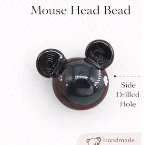 Cuentas de Murano de Mickey Mouse hechas a mano, joyería DIY (16 x 17 mm)
