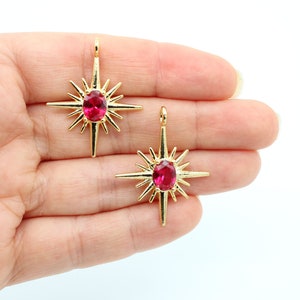 21X32MM 24K Shiny Gold Plated Zircon Pave Pole Star Charms, Polar Star Charm, North Star Necklace Charms, Zircon Pave Charms, GLD174