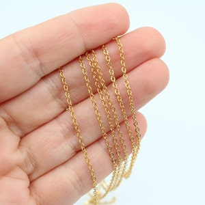 1,5MM 24K Shiny Gold Plated Cable Chain, Flat Rolo Chains, Soldered Chains, Tiny Necklace Chain, Gold Plated Chain, Jewelry Findings, CHN018