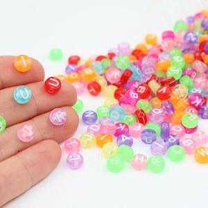 Alfabeto 7MM ABC Beads Color Neón, Acrílico Plano Redondo Nombre Cuentas, Cuentas Redondas, Cuentas para La Fabricación de Joyas, Joyería Personalizada, CARTA4