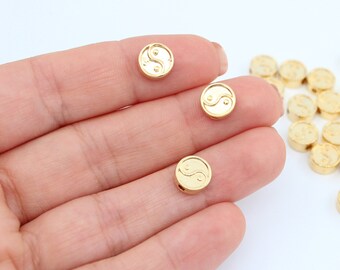 24K Gold Plated Yinyang Connector Beads, 8MM Jewelry Supplies