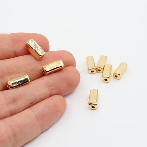 5Pcs 4X11MM 24K Shiny Gold Plated Rectangle Connector Beads, Tube Beads, Bracelet Connector, Gold Plated Jewelry Supplies, Pipe Bead, GLD231