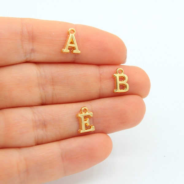 6x10MM 24K Shiny Gold Plated Letter Charm, Tiny Letter Charm, Letter Pendant, Personalized Jewelry, Gold Letter Charm, GLD223