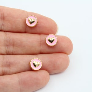 24K Gold Plated Heart Connector Beads, Enamel Jewelry Findings image 3
