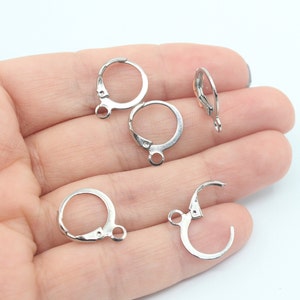 12X15MM Rhodium Plated Earring Leverback, Earring Loops, Plain Leverback Finding, Hoops With Loop, Ear Wire, Silver Colored Earrings, FND027