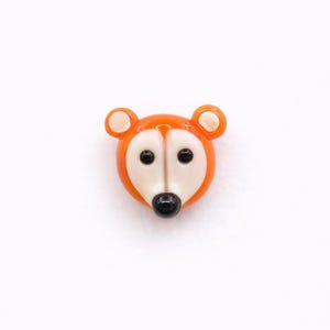 Orange Murano Fox Glass Beads, Handmade Charms (14x17MM) image 1