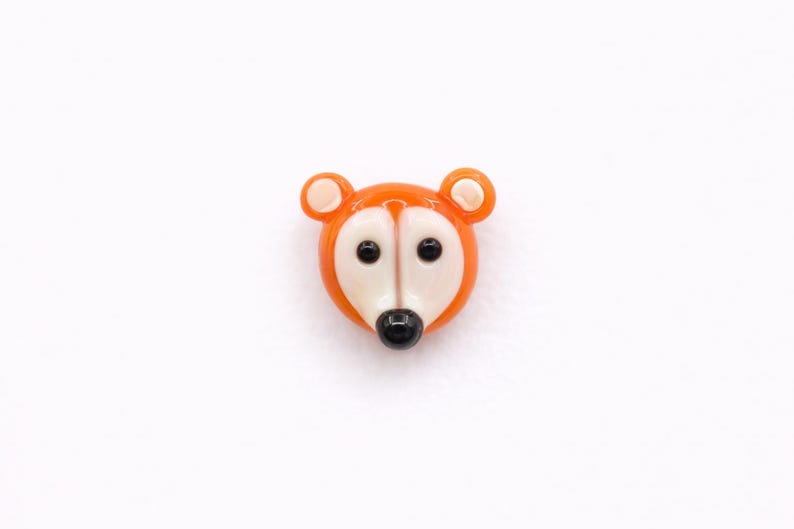 Orange Murano Fox Glass Beads, Handmade Charms (14x17MM) image 1
