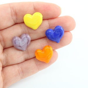 15x15MM Murano Heart Glass Beads, Handmade Heart Charm, Lampwork Beads, Handblown Beads, DIY Glass Heart Bracelet, MRN048
