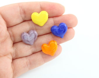 Handmade Murano Glass Heart Beads, Lampwork Charms (15x15MM)
