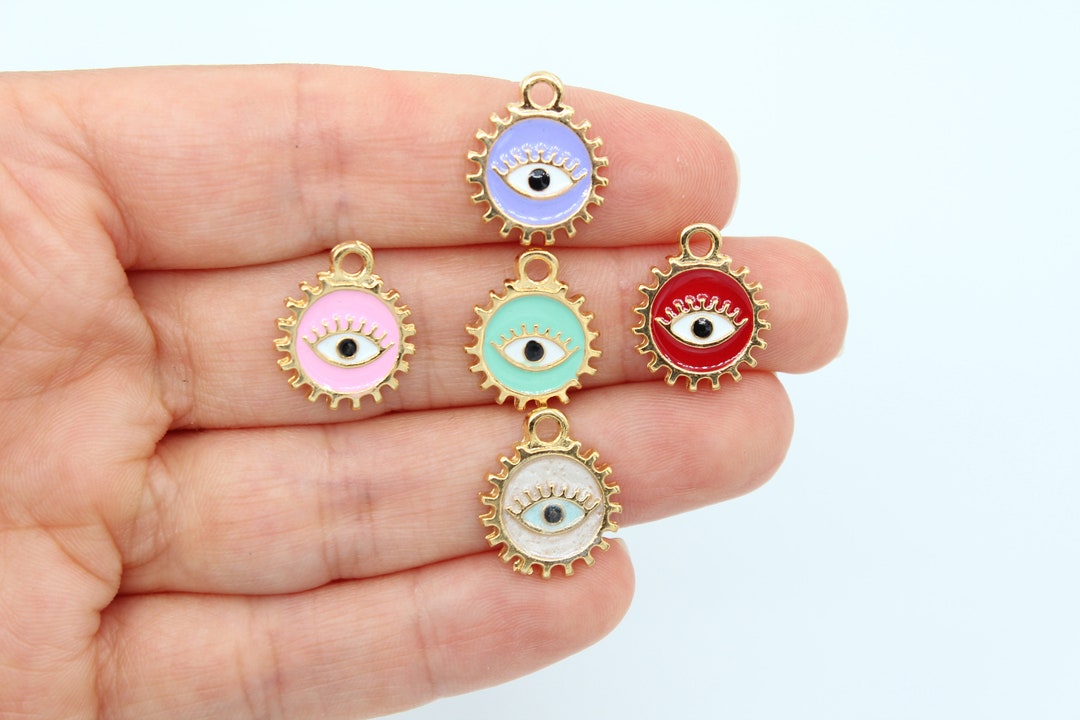 14X16MM 24K Shiny Gold Plated Evil Eye Pendant ,gold Evil Eye Charms