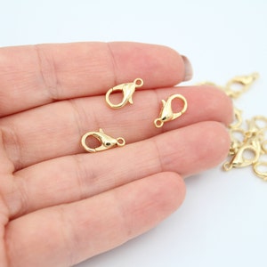 10Pcs 7X12MM 24K Shiny Gold Plated Lobster Clasp, Claw Clasp, Gold Lobster Clasp, Necklace Closures, Gold Plated Jewelry Findings,   FND008