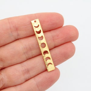 6X40MM 24K chapado en oro brillante encantos de fases lunares, colgantes de luna, collar de luna, encantos de luna, encanto de fases lunares chapado en oro, GLD475