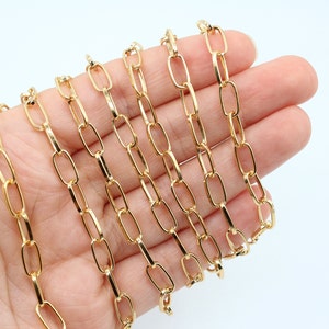 5X10MM 24K Shiny Gold Plated Link Chain, Handmade Chain, Gold Cable Chain, Chunky Chain, Link Chain, Chains, Gold Plated Findings, CHN002
